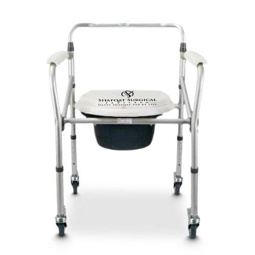 Mobile Commode Chair (With Wheels & Arm Support)