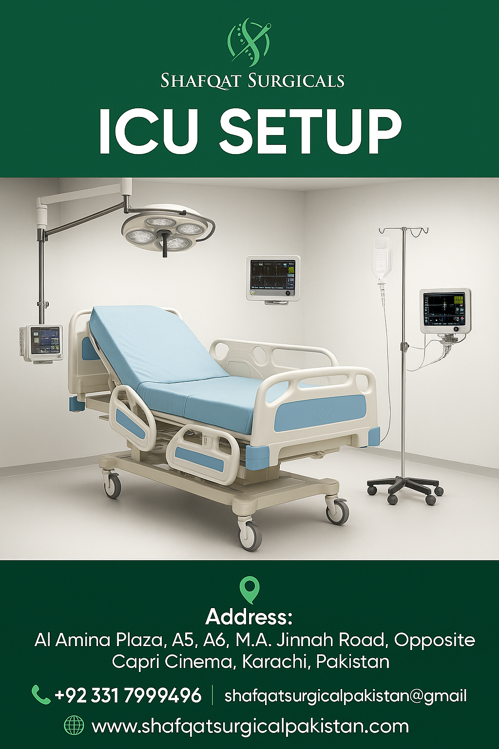 Complete ICU Setup in Pakistan | Hospital ICU Equipment with Patient Monitors, ICU Bed & Oxygen Support