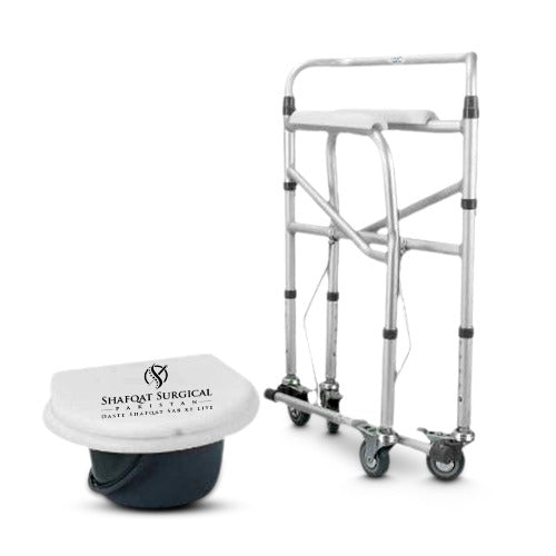 Mobile Commode Chair (With Wheels & Arm Support)